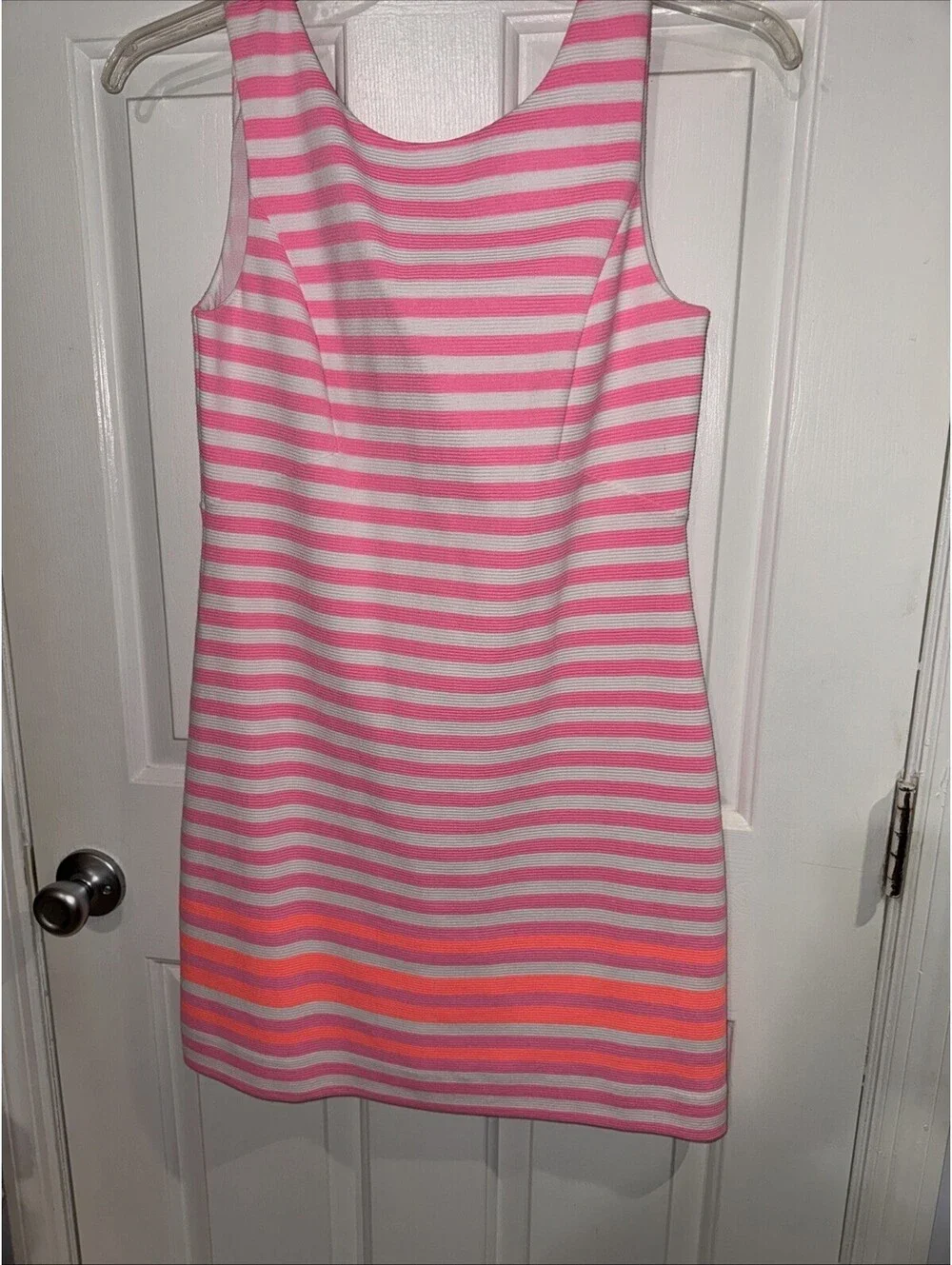 Lilly Pulitzer Eden Tropical Pink Pout Ottoman Stripe Shift Dress Size Small